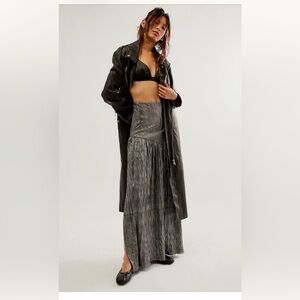 Jen's Pirate Booty Incense Maxi Skirt boho spring metallic silver black $230 M